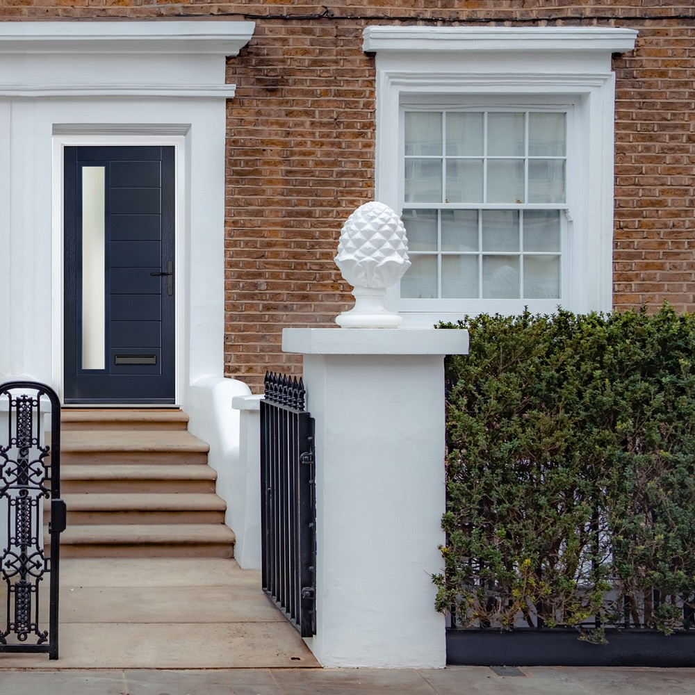 Crystal Monza Blue GRP Fully Finished Stippolyte Glass 1 Light Left Hand External Door - 2090mm x 920mm (82.3x36.2inch)