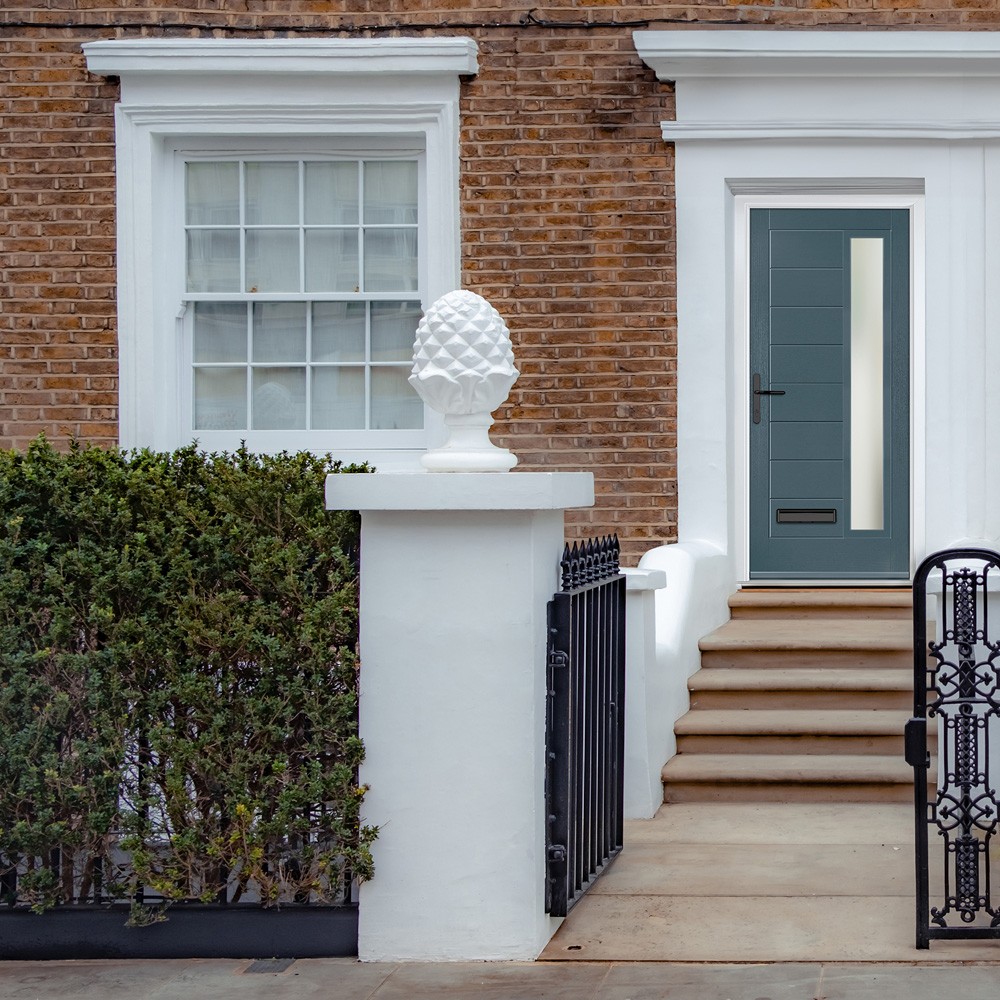 Crystal Monza Slate Grey GRP Fully Finished Clear Glass 1 Light External Door