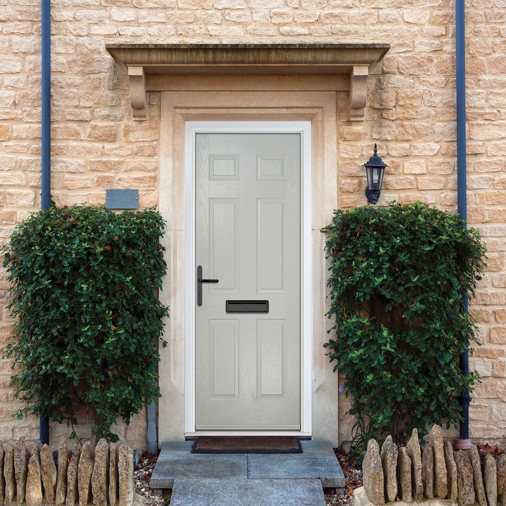 Crystal Muirfield 6 Panel Agate Grey GRP Fully Finished External Door