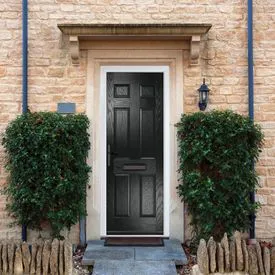 Crystal Muirfield 6 Panel Black GRP Fully Finished External Door