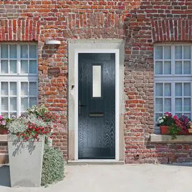 Crystal Sunningdale Anthracite Grey GRP Fully Finished Clear Glass 1 light External Door