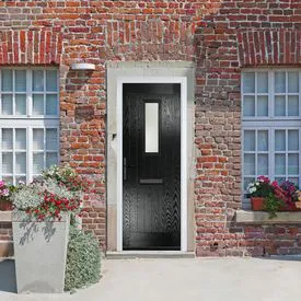 Crystal Sunningdale Black GRP Fully Finished Stippolyte Glass 1 light External Door