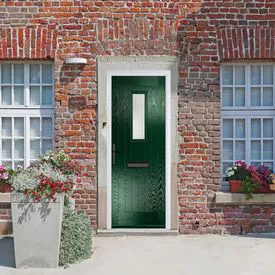 Crystal Sunningdale Green GRP Fully Finished Stippolyte Glass 1 light External Door