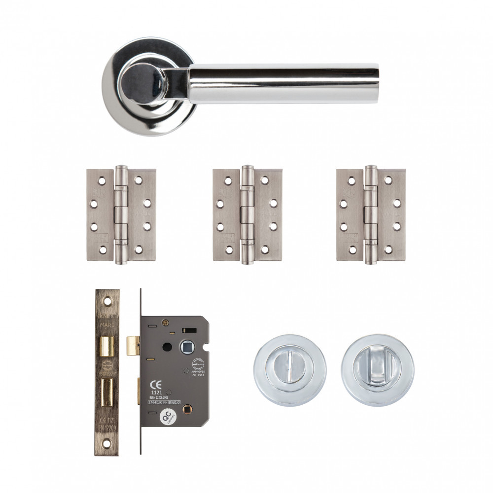 Deanta Arcadia Polished Chrome Bathroom Door Handle Kit