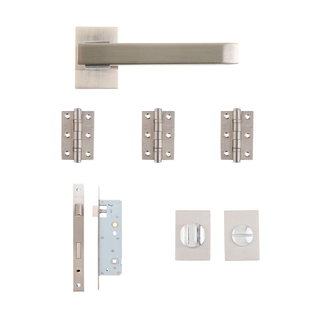 Deanta Argo Urban Satin Nickel Chrome Bathroom Door Handle Kit