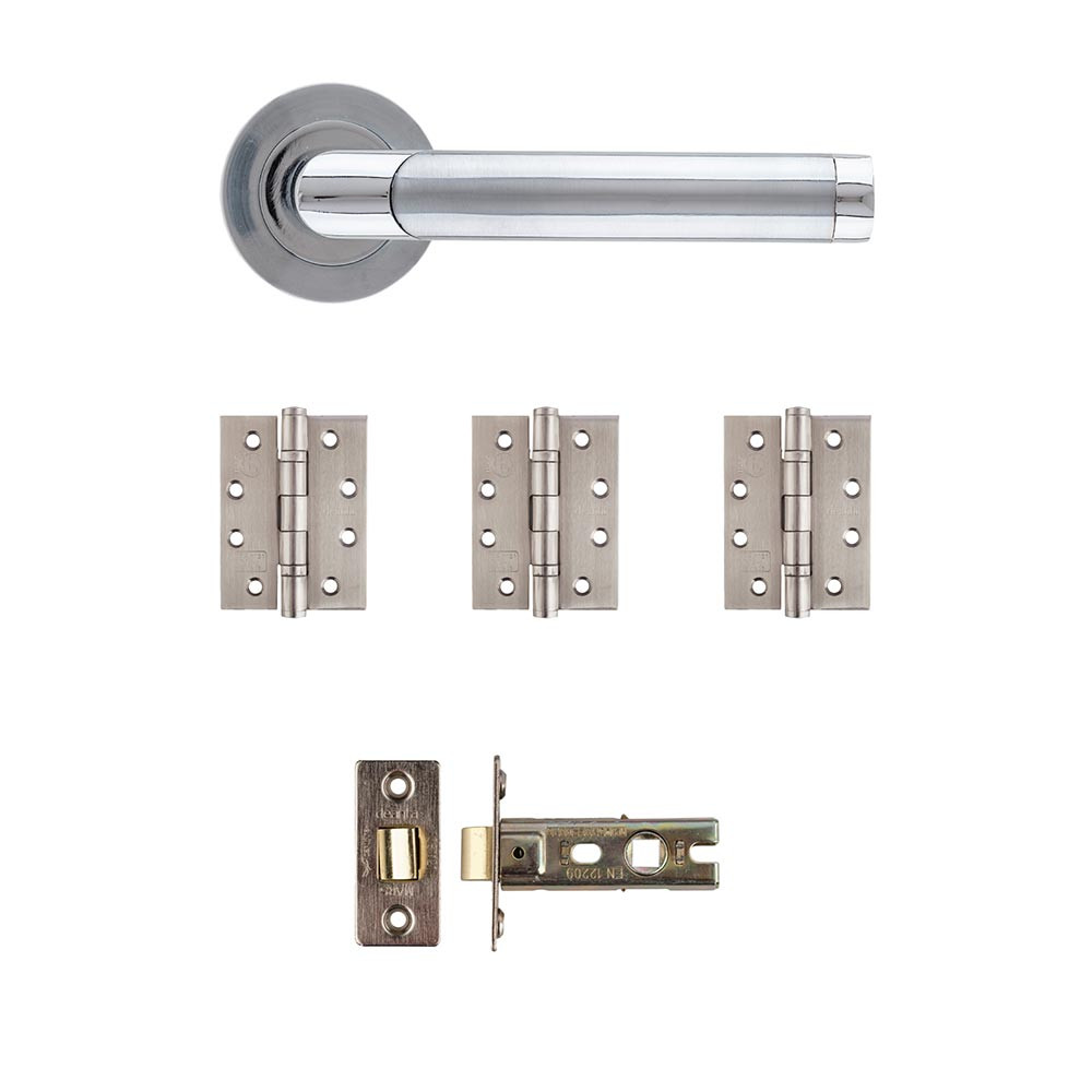 Deanta Augustus Matt/Polished Chrome Latch Door Handle Kit