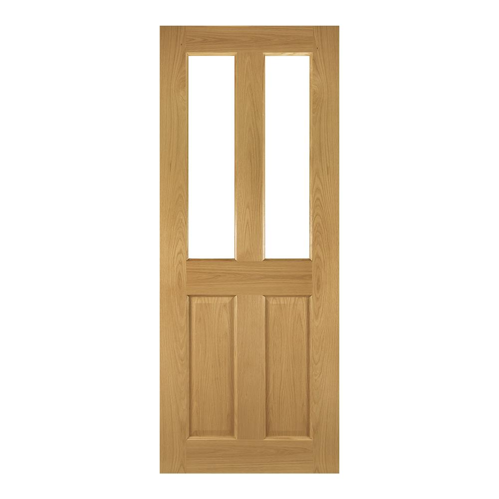 Deanta Bury Fully Finished Oak 2 Light Clear Glass Clear Glass Internal FD30 Fire Door