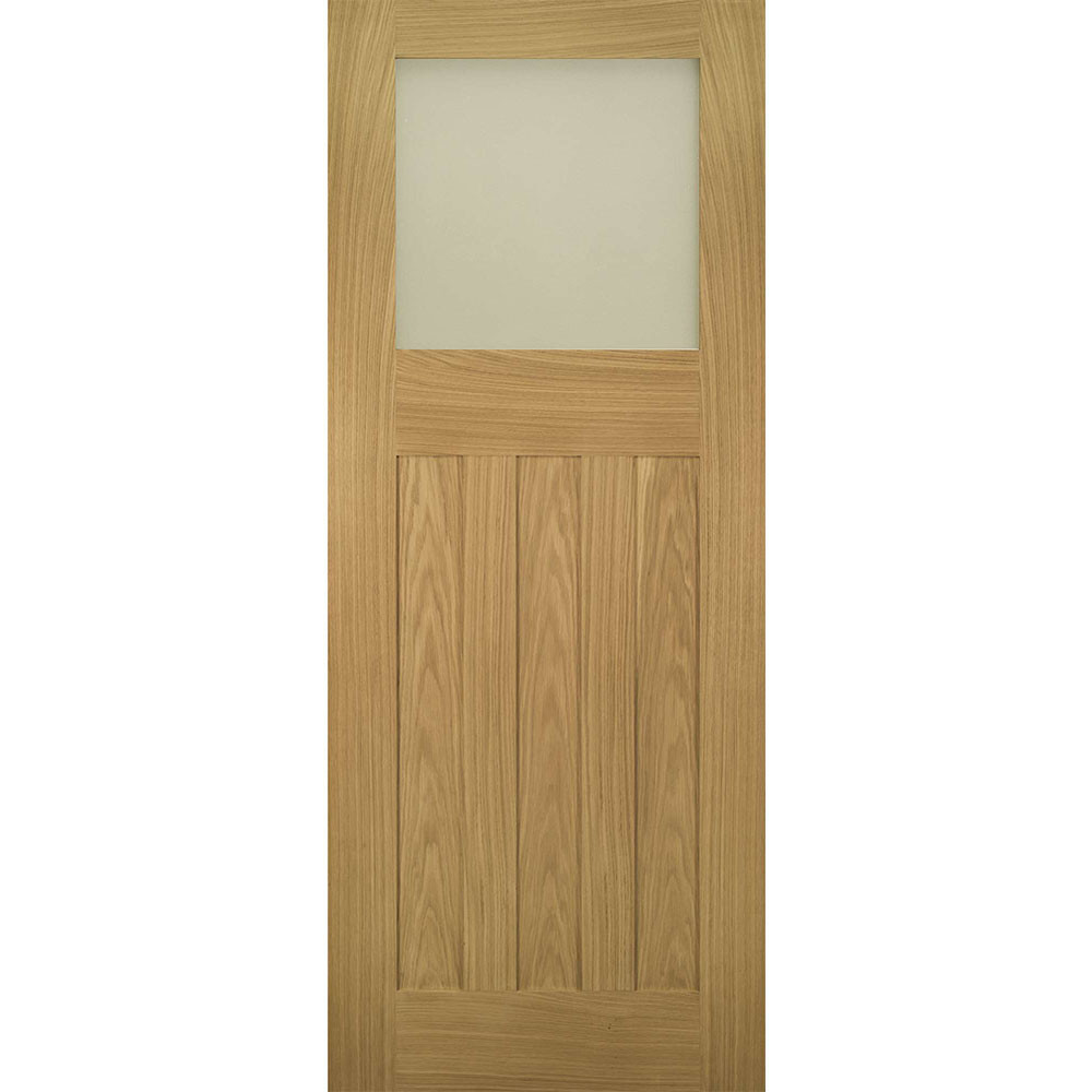 Deanta Cambridge Unfinished Oak Obscure Glass Internal Door