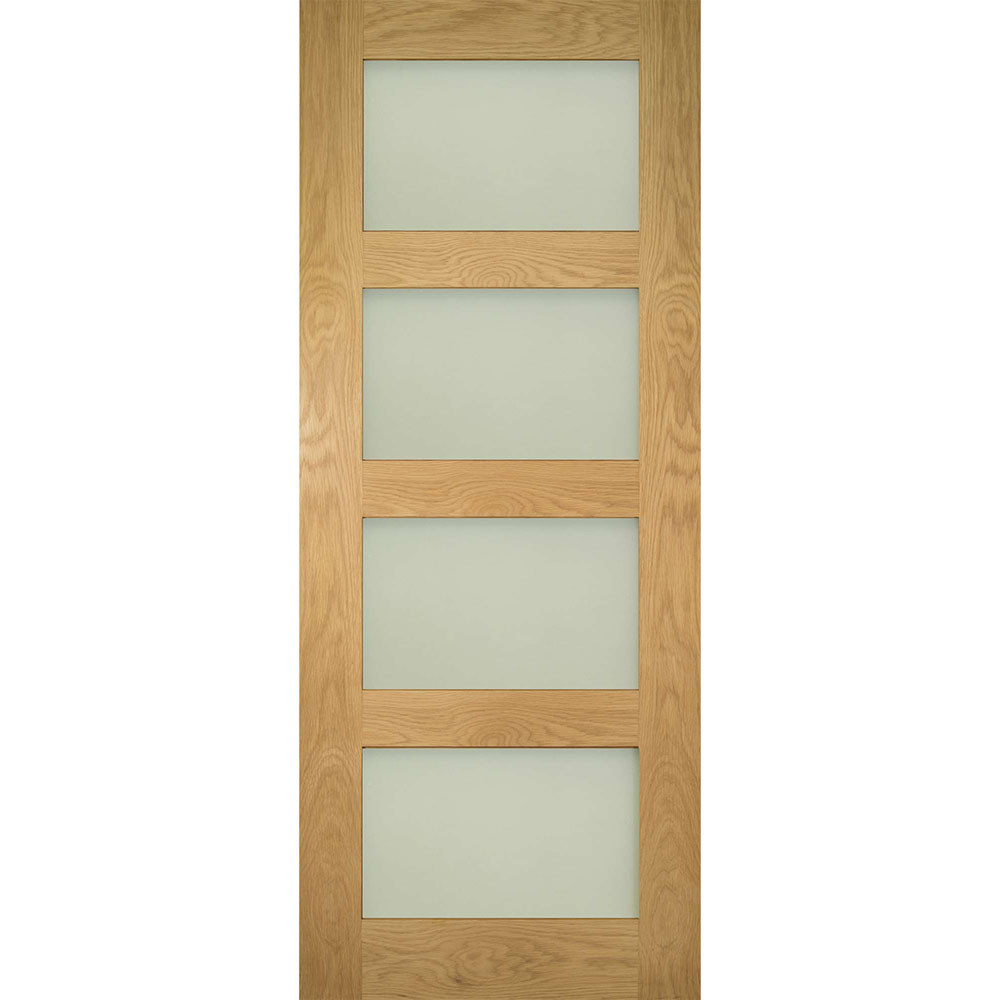 Deanta Coventry Unfinished Oak Frosted Glass Internal Door