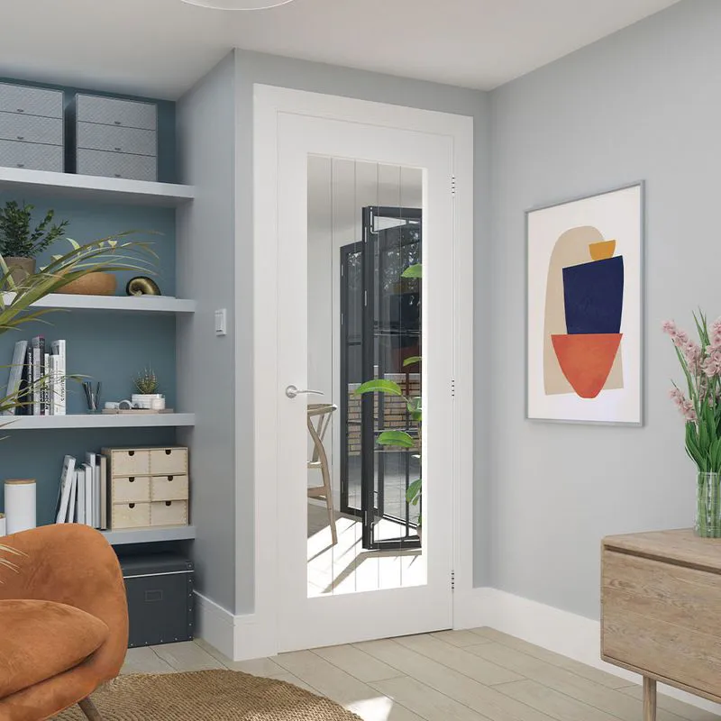 Deanta Ely Cottage White Primed Fully Glazed Internal Door | Door ...