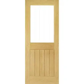 Deanta Ely Fully Finished Oak 1 Light Glass Internal Door