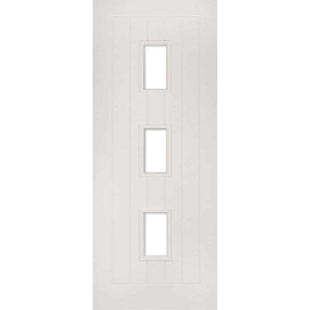 Deanta Ely White Primed 3 Light Glass Internal Door