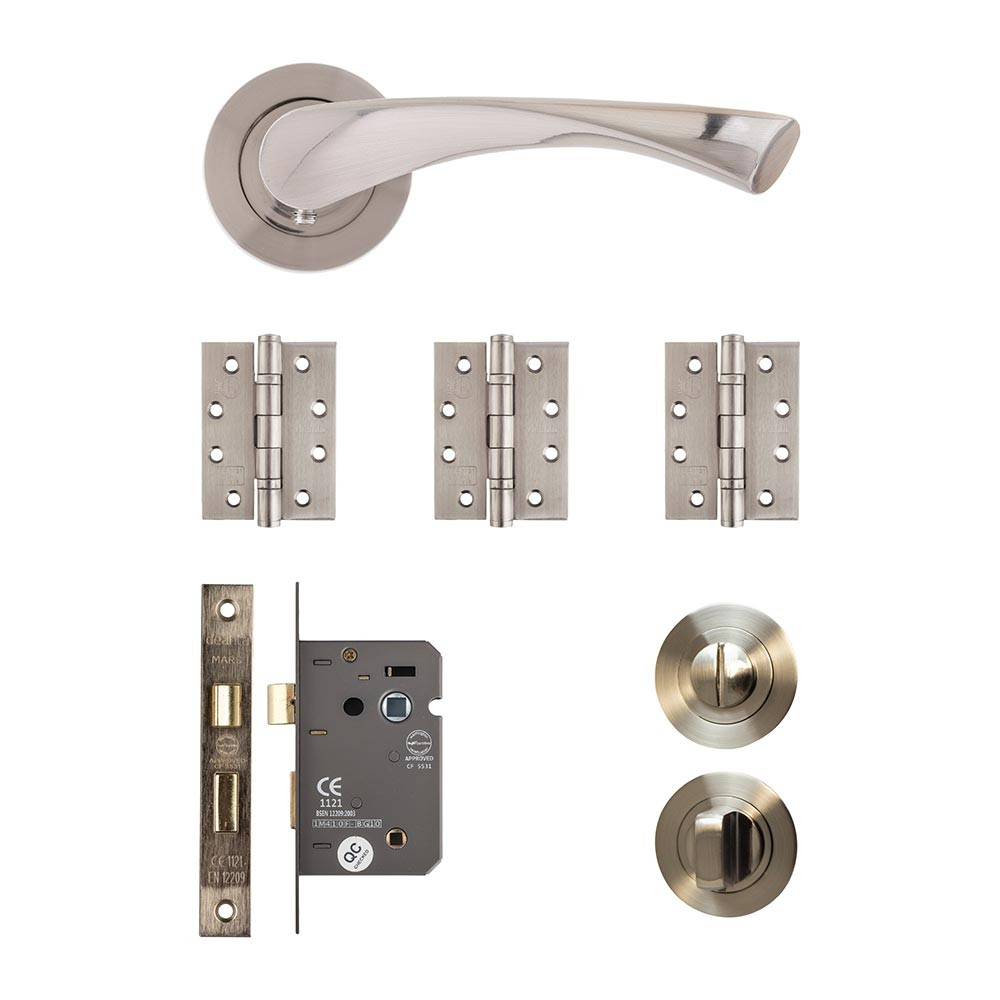 Deanta Fortuna Satin Bathroom Door Handle Kit