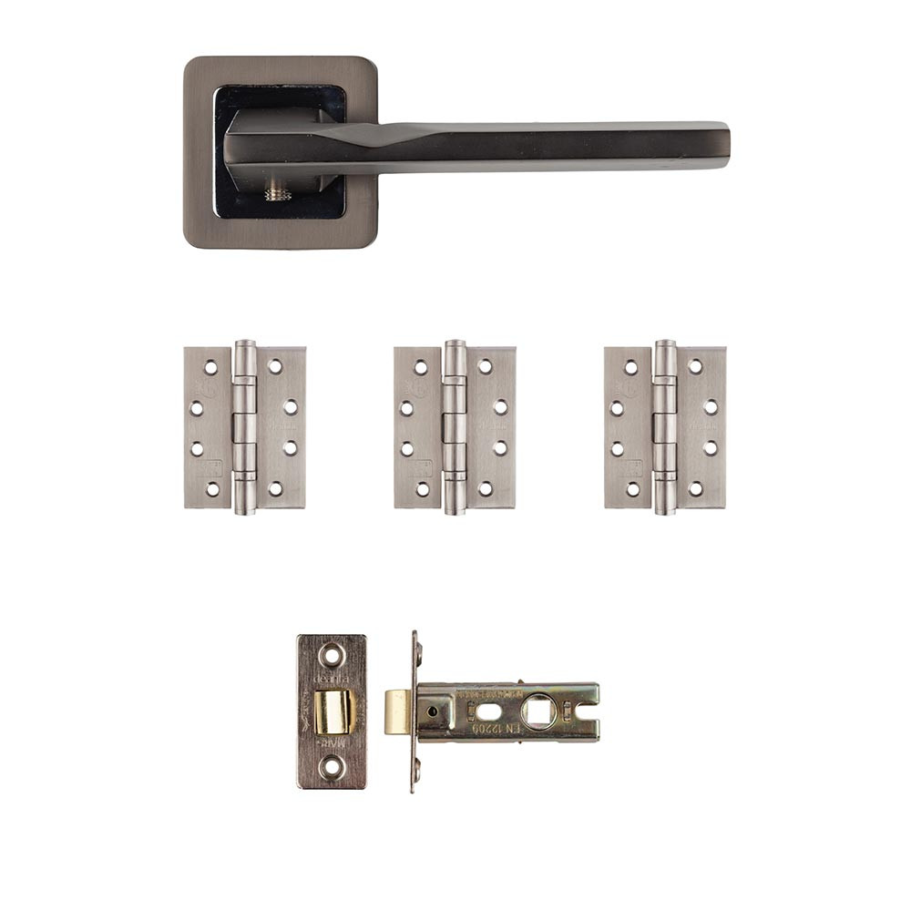 Deanta Hadrian Matt Satin Black Latch Door Handle Kit