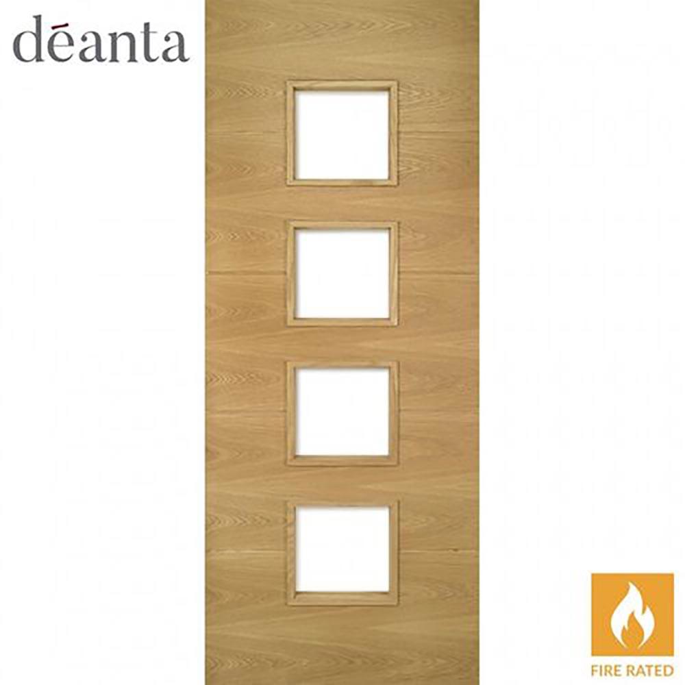 Deanta Augusta Fully Finished Oak Glass Internal FD30 Fire Door