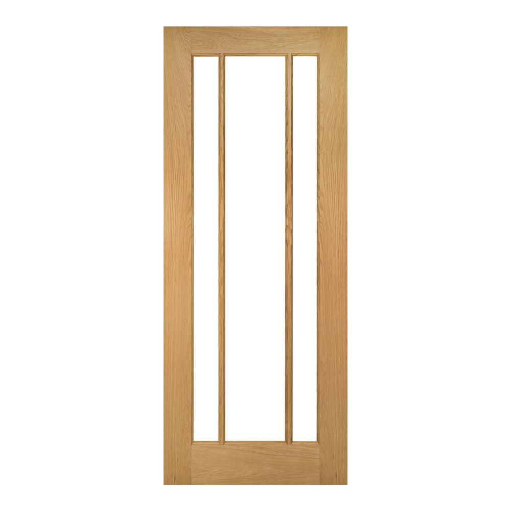 Deanta Norwich Unfinished Oak Bevelled 3 Light Clear Glass Internal Door - 2040mm x 626mm (80.3 inch x 24.6 inch)