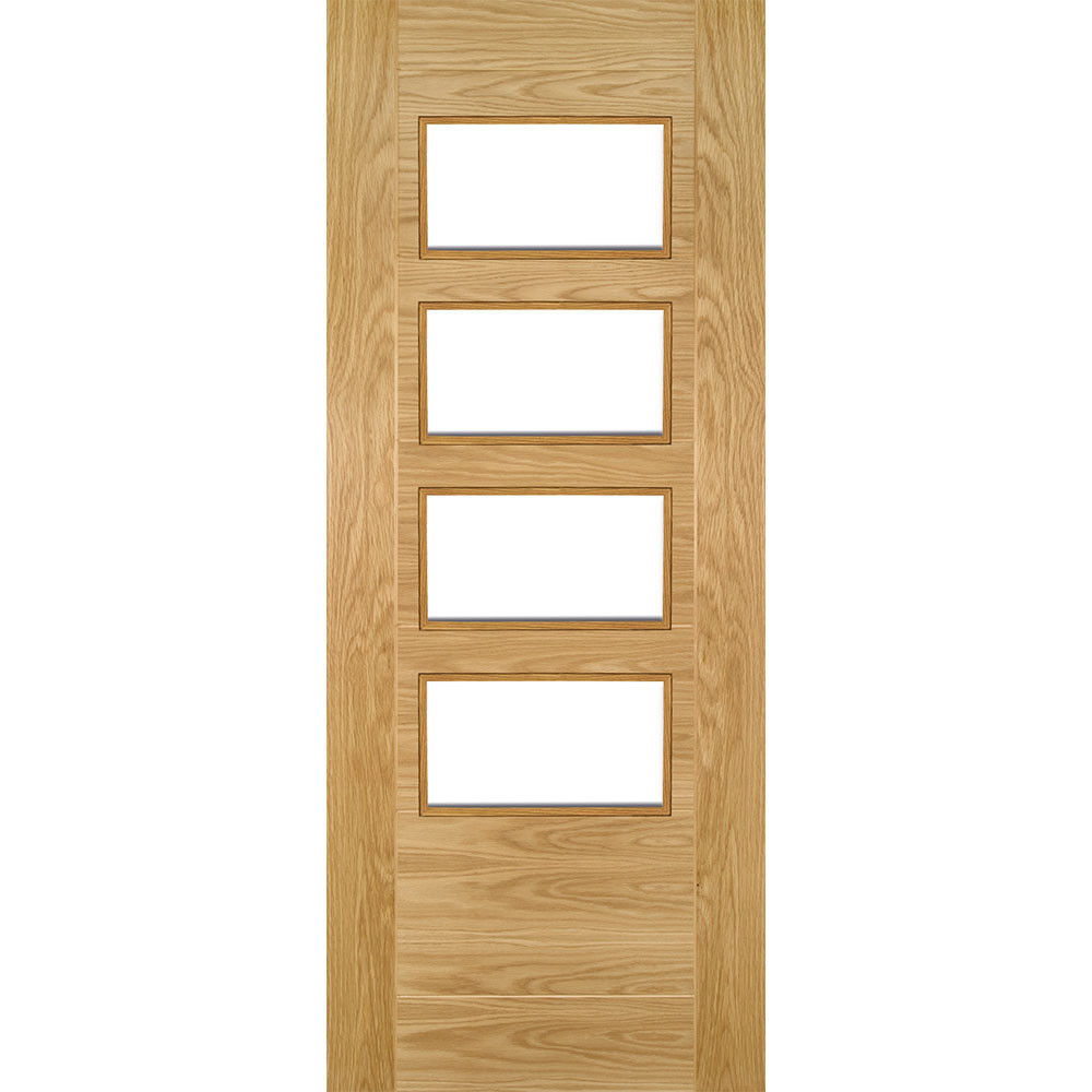 Deanta Seville Fully Finished Oak 4 Light Glass Internal Door
