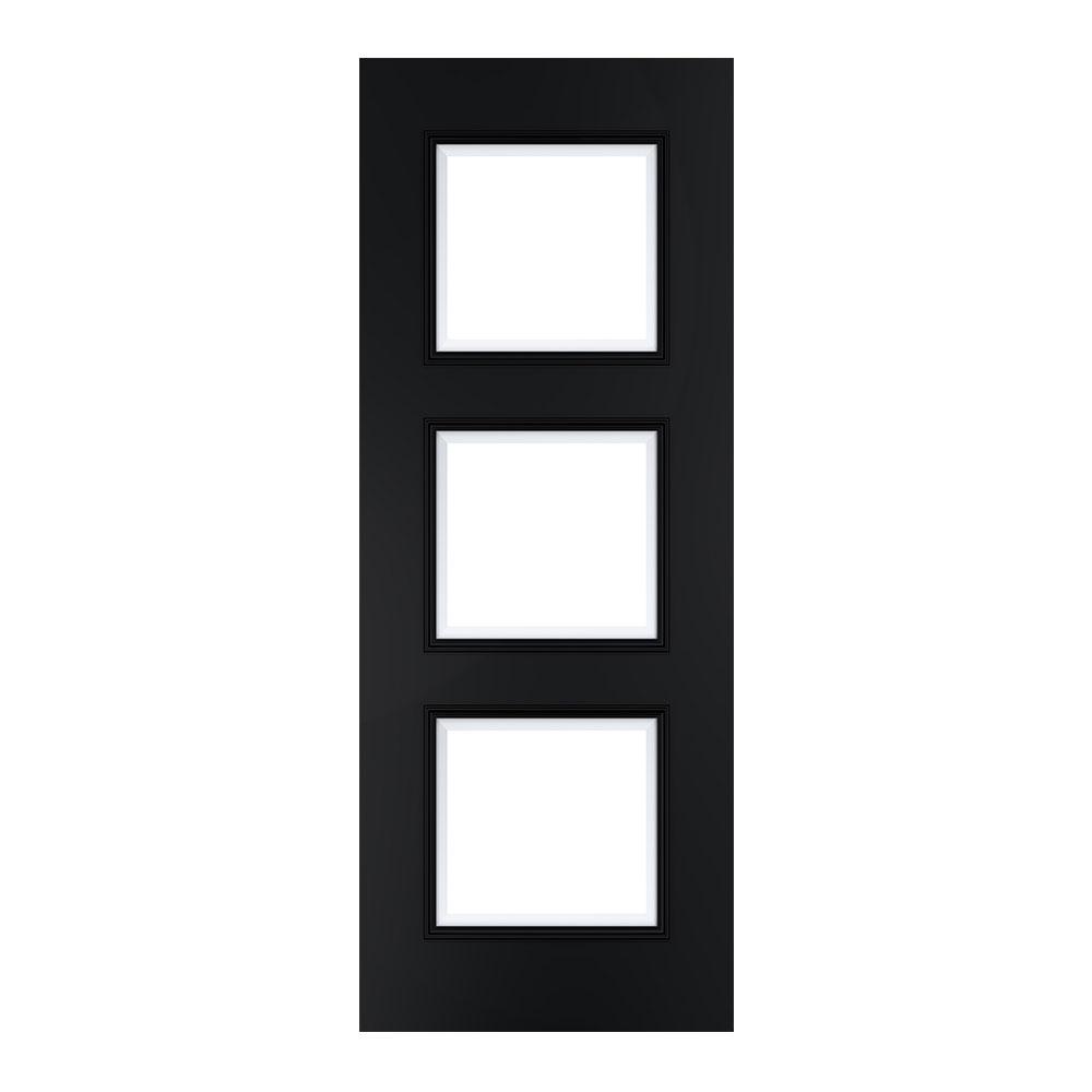 Deanta Trinity Black Fully Finished 3 Light Clear Bevelled Glass Internal Door