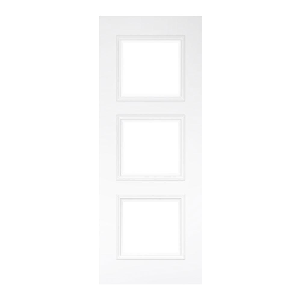 Deanta Trinity White Primed 3 Light Clear Bevelled Glass Internal Door