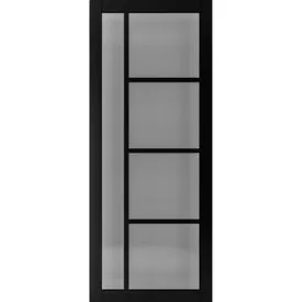 Deanta Brixton Urban Industrial Fully Finished Black Glass Internal Door