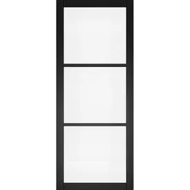 Deanta Camden Urban Industrial Fully Finished Black Clear Glass Internal Door