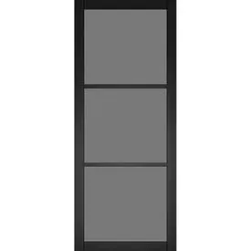 Deanta Camden Urban Industrial Fully Finished Black Glass Internal Door