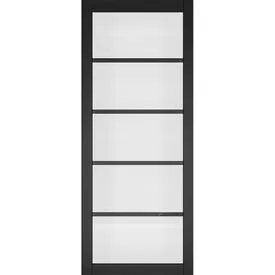 Deanta Shoreditch Urban Industrial Fully Finished Black Clear Glass Internal Door