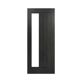 Deanta Ely Brushed Black 1 Light Clear Glass Fully Finished Oak Cottage Internal Door