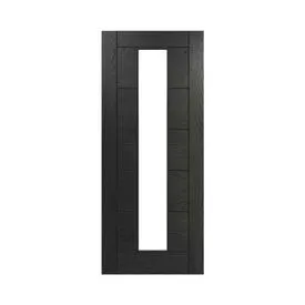 Deanta Seville Brushed Black 1 Light Clear Glass Fully Finished Oak Ladder Internal Door