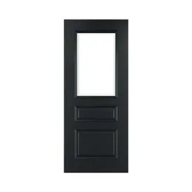 Deanta Windsor 3 Panel Black Fully Finished 1 Light Clear Glass Internal Door
