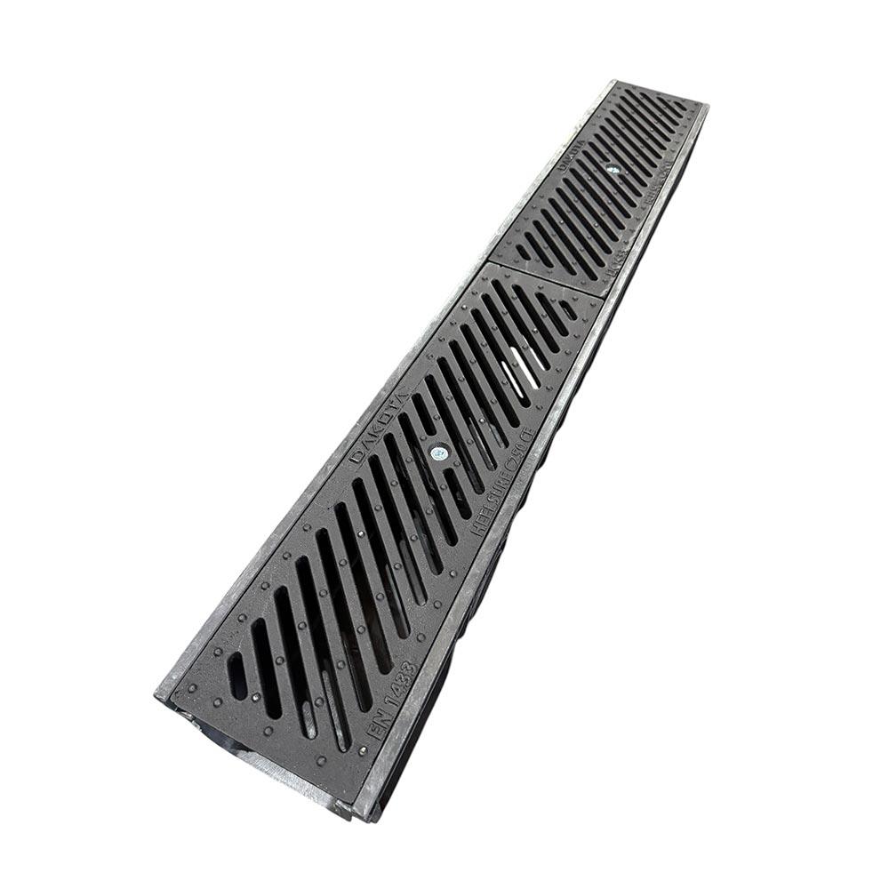 DekDrain Cetus C250 Channel Drain with 75mm Bottom Outlet and Heel Grating - 1m Length