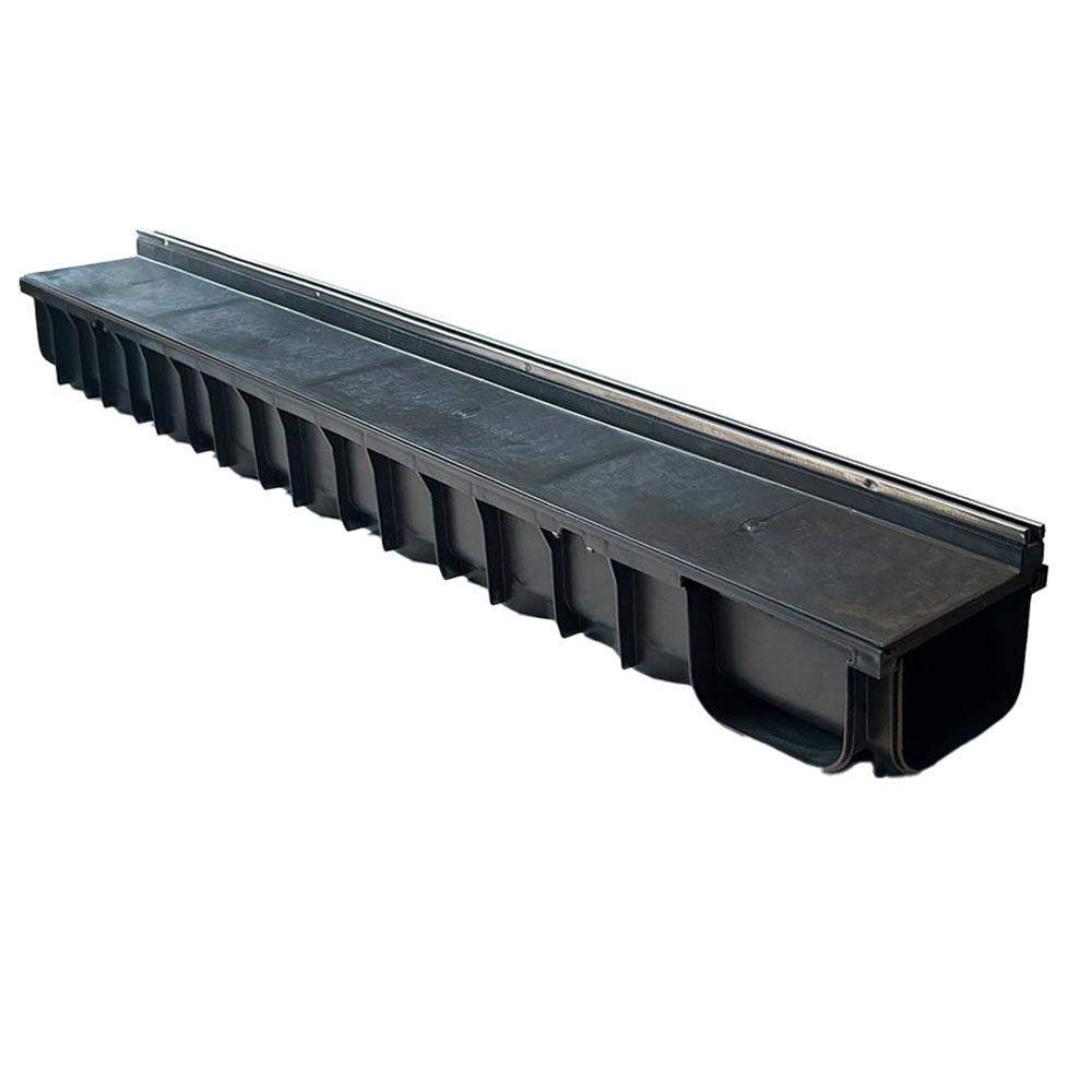 Dek-Drain Black Vela A15 Plastic Shallow Slot Drain For Tiles - 1M Length Polypropylene