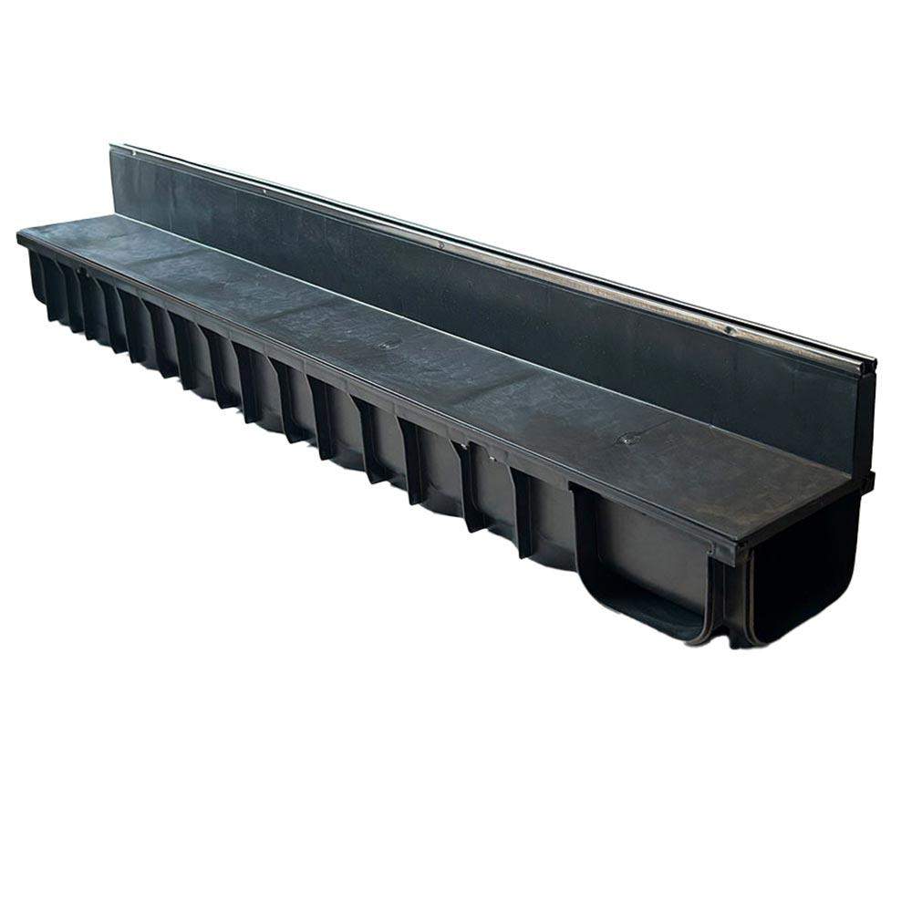 Dek-Drain Black Vela A15 Plastic Shallow Slot Drain For Paving - 1M Length Polypropylene
