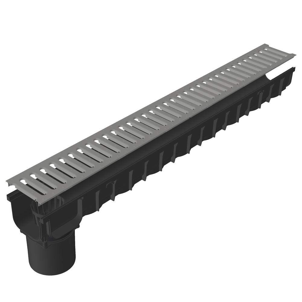 Dek-Drain Black Vela A15 Mini Sump Kit With Leaf Guard And 2X End Caps - 110Mm Outlet Galvanised Steel Polypropylene