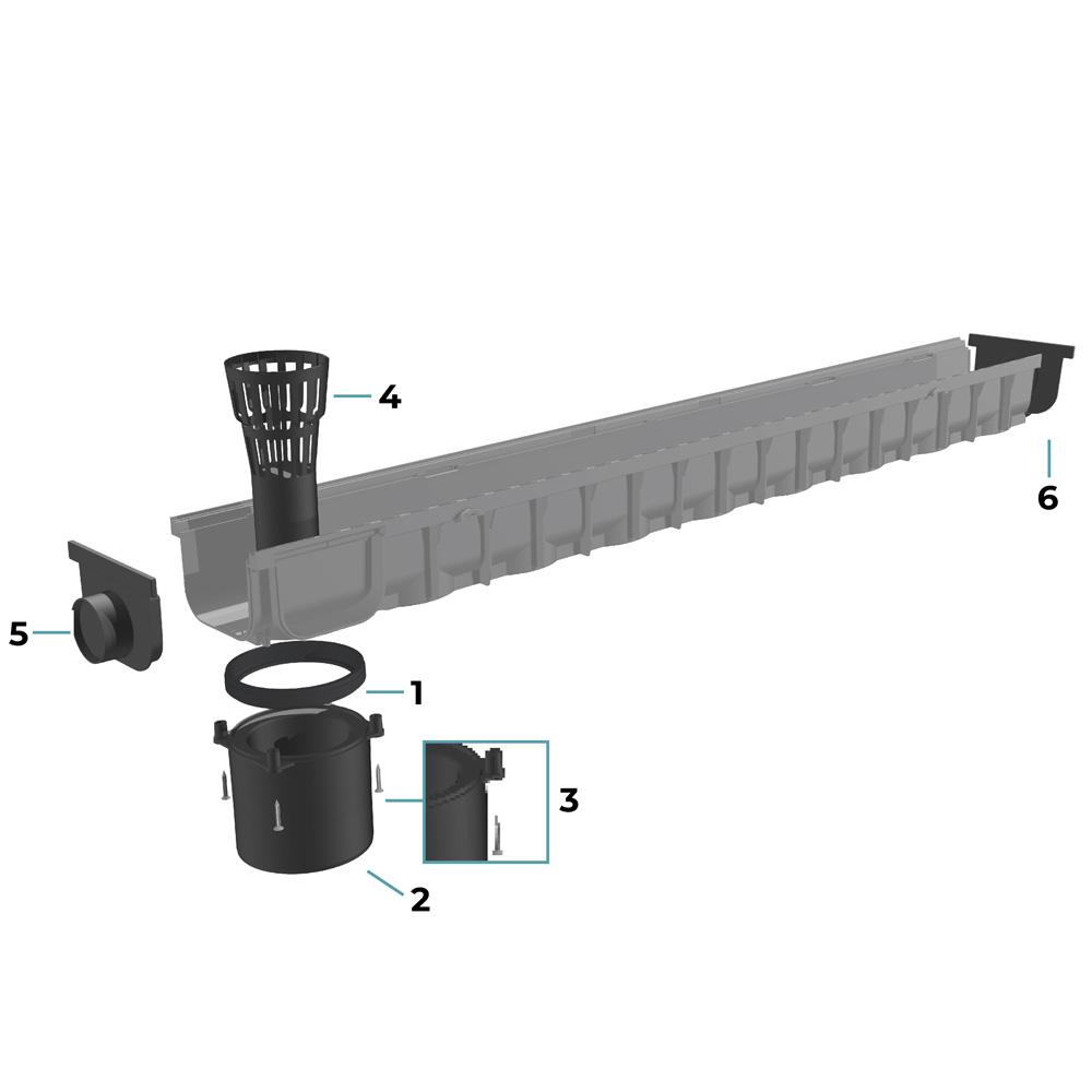 dekdrain_vela_a15_mini_sump_kit_with_leaf_guard_and_2x_end_caps_secondary