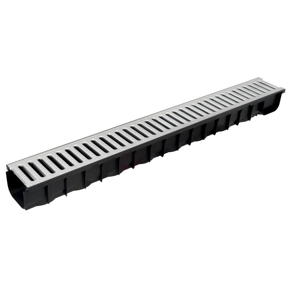 DekDrain Vela A15 Plastic Channel Drain with Galvanised Grating VL50 - 1m Length