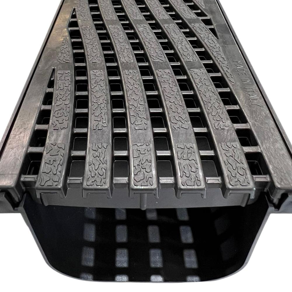 DekDrain Vela A15 Plastic Channel Drain with Linear Bar Wave Heel Grating VL84  - 1m Length