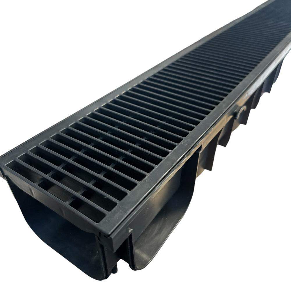 Dek-Drain Black Vela A15 Plastic Shallow Channel Drain - 1M Length Polypropylene