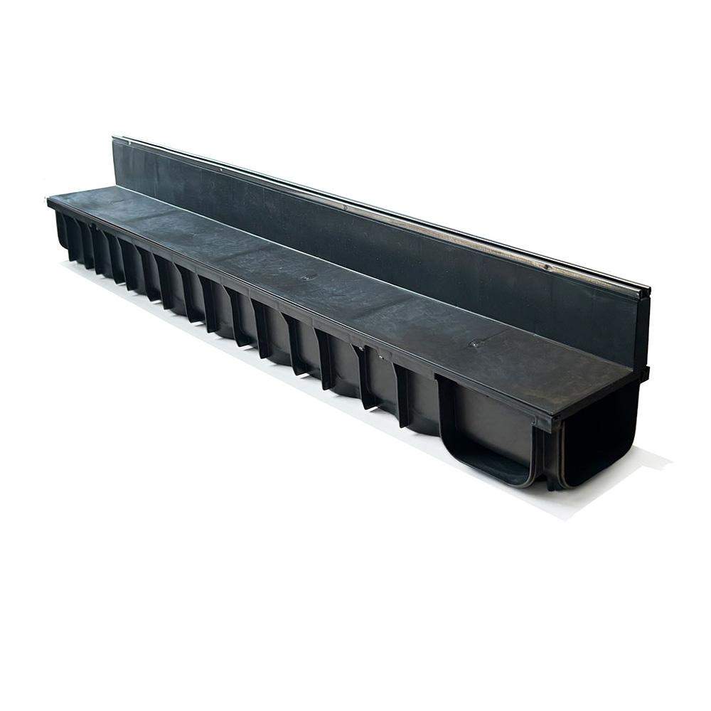 Dek-Drain Black Vela A15 Plastic Slot Drain For Paving - 1M Length Polypropylene Stainless Steel
