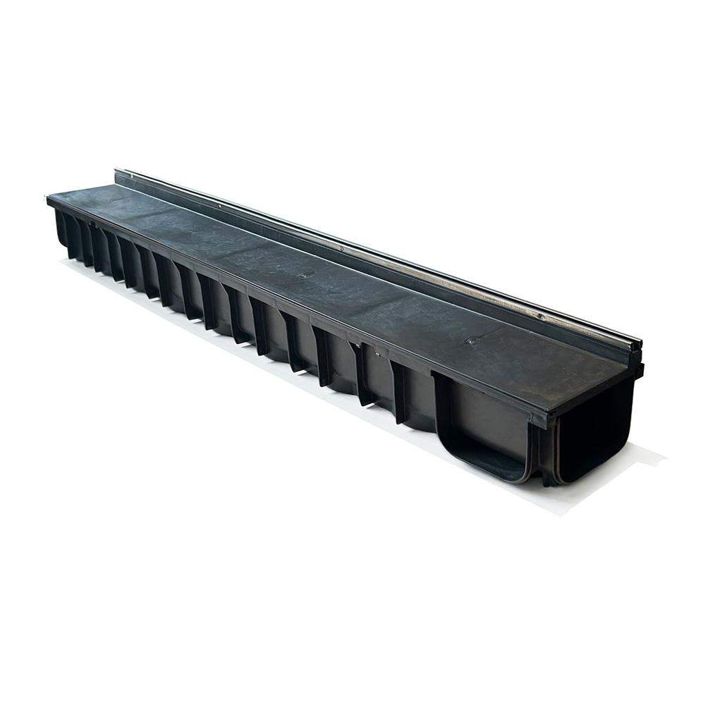 Dek-Drain Black Vela A15 Plastic Slot Drain For Tiles - 1M Length Polypropylene Stainless Steel
