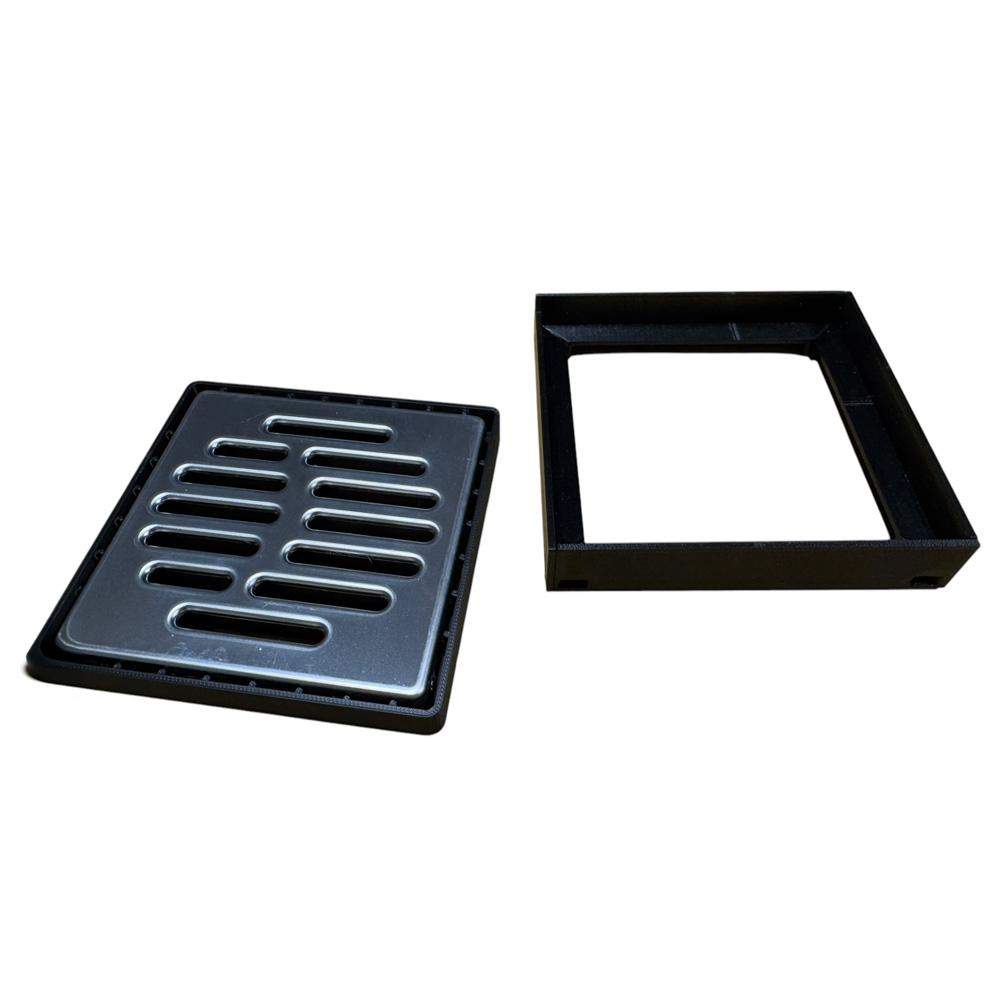 Dek-Drain Black Vela Slot Inspection Hatch With Plastic And Metal Grating - 116Mm X 116Mm X 20Mm Galvanised Steel Polypropylene