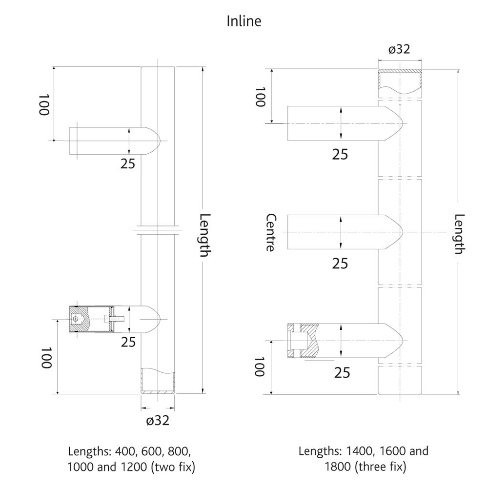 Fab & Fix Stainless Steel External 1200mm Inline Bar Door Handle