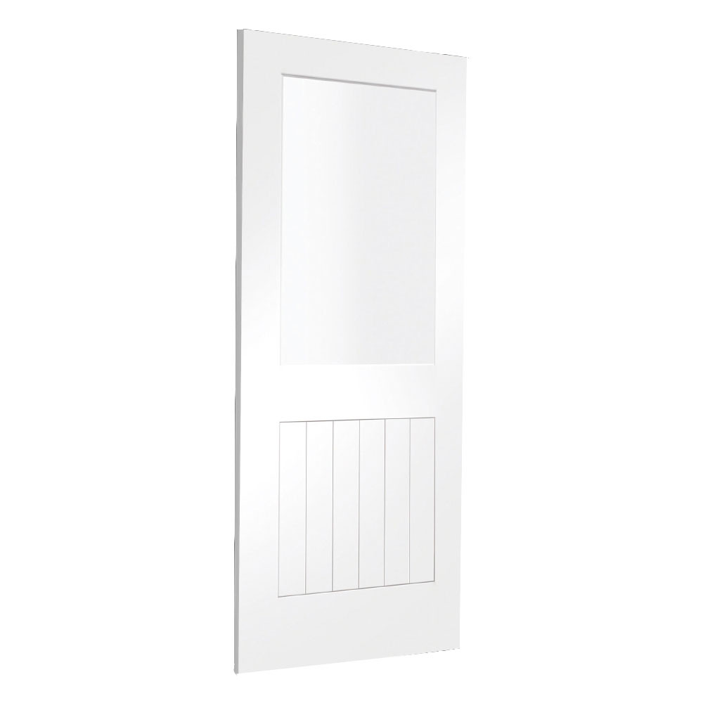 Door Superstore Millbridge Cottage White Primed Clear Glazed Internal Door side view