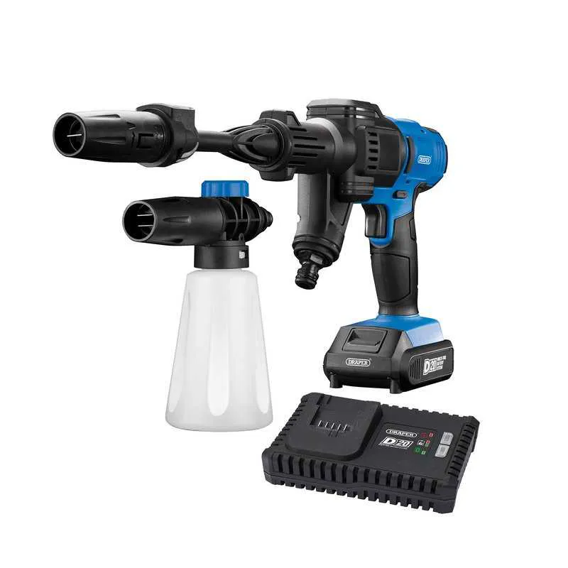 Draper Ladders Draper D20 20V Cordless Pressure Washer Kit -1 x 2.0Ah Battery & 1 x ...