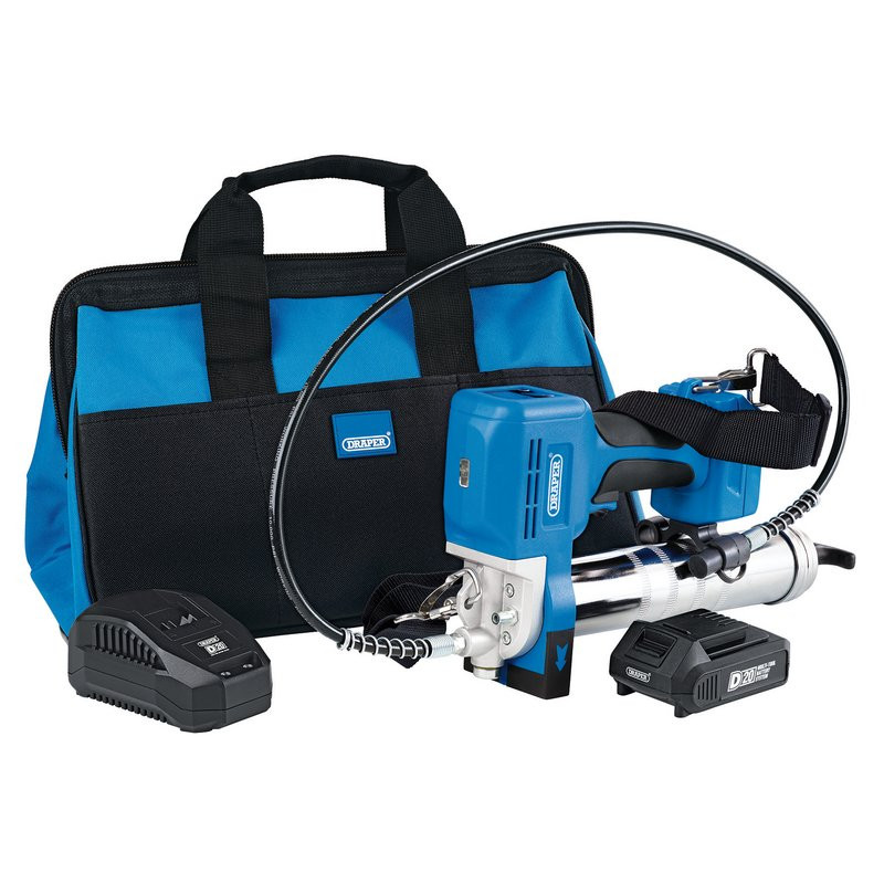 Draper D20 20V Grease Gun Kit with 1 x 2.0Ah Battery & 1 x Charger