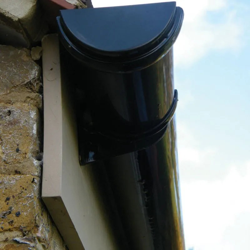 Gutter Socket FloPlast Plastic Guttering 68mm Black Round Downpipe Connector Socket ...