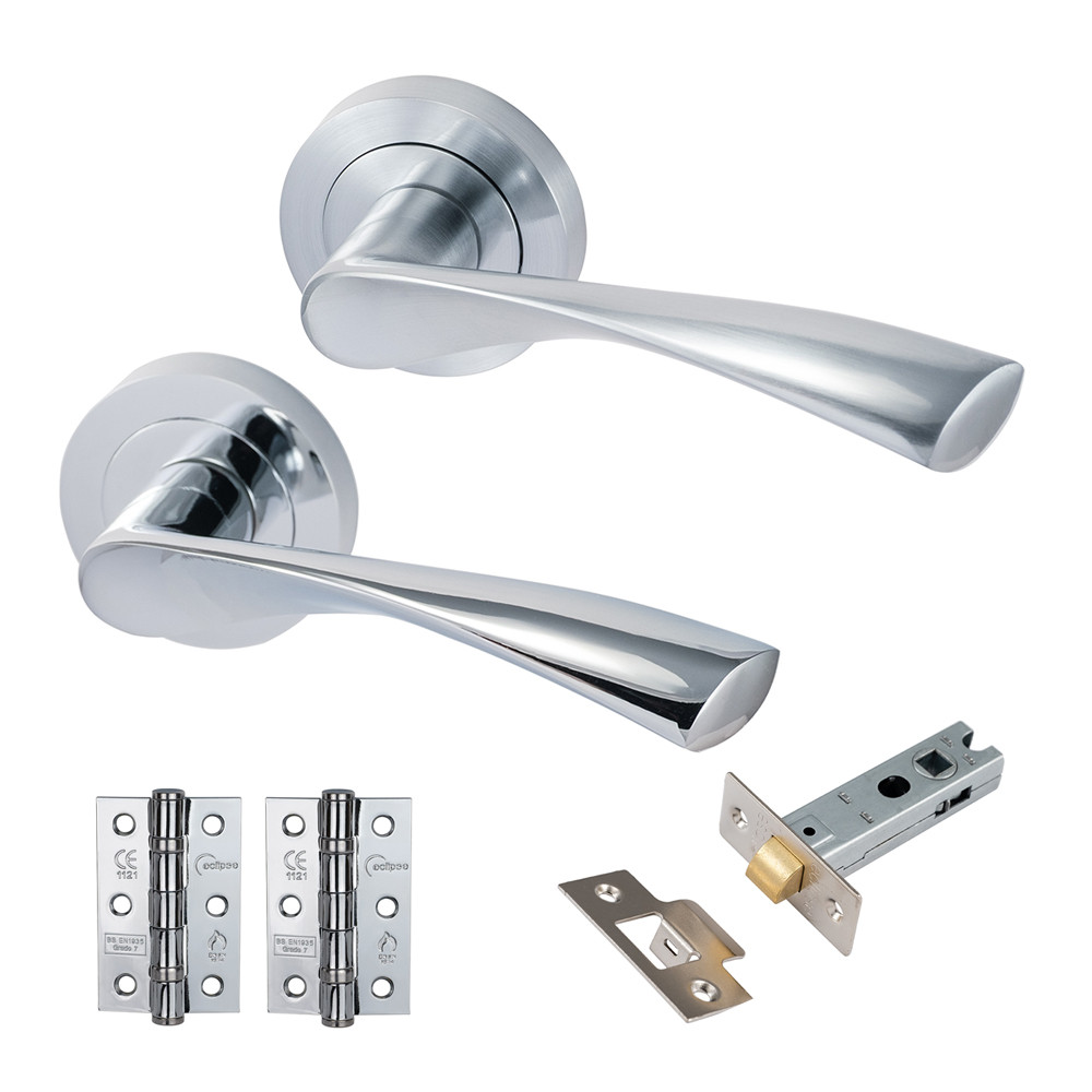 Eclipse Monza Lever on Rose Door Handle and Latch Pack