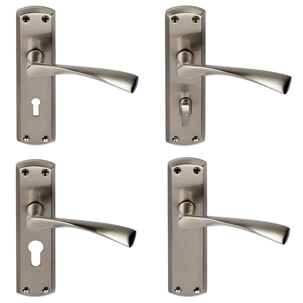 Eclipse Monza Door Handle on Backplate Satin Nickel