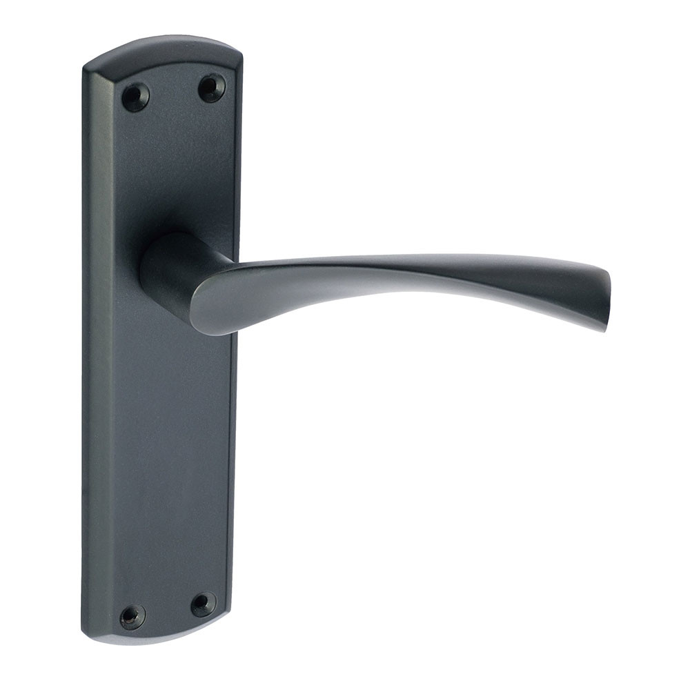 Eclipse Monza Matt Black Lever Latch Handle On Backplate