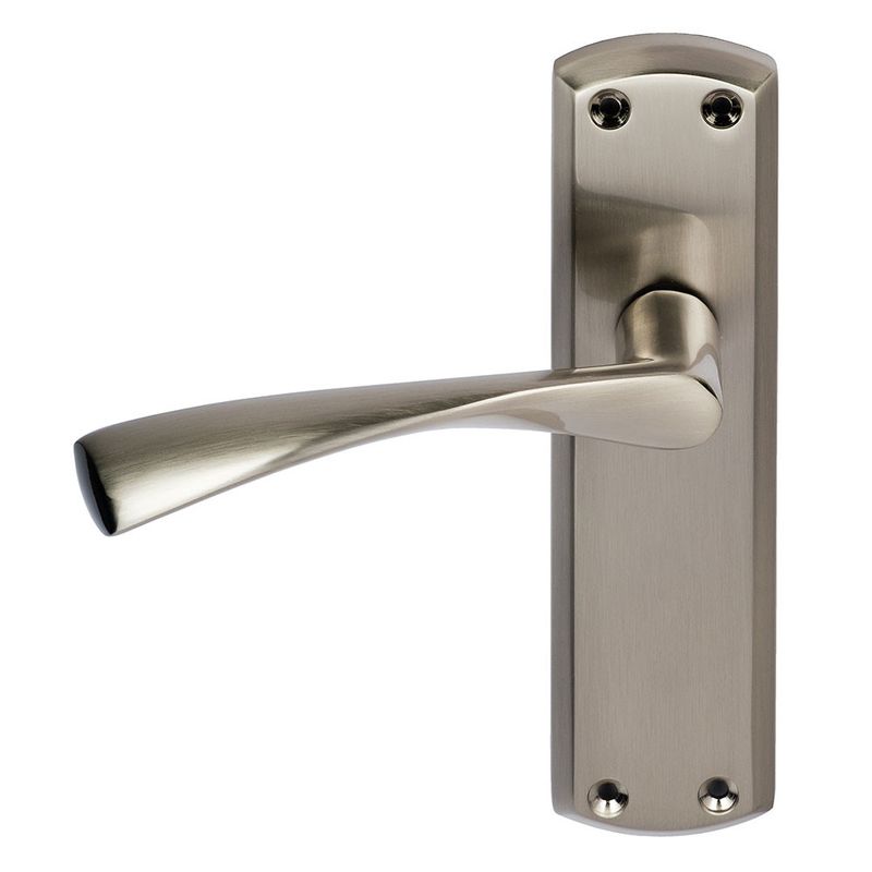 Eclipse Monza Lever Latch Handle On Backplate Satin Nickel Door